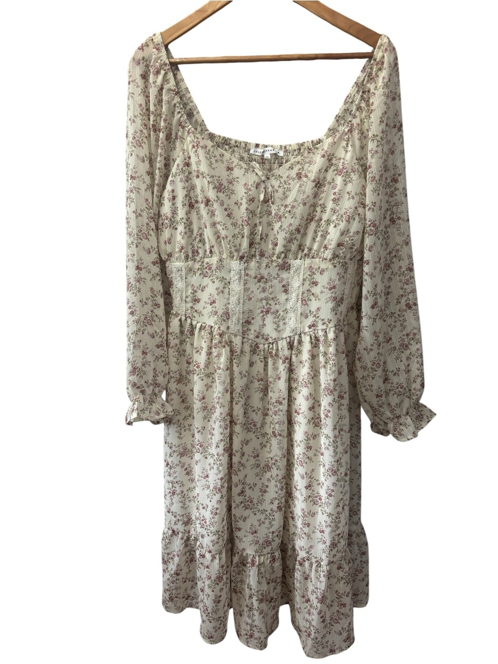 Celebrity Pink‎ Midi Dress Womens Size 1X Long Sleeve Floral Dress NWOT